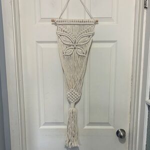 Cream Butterfly Macrame Wall Hanging